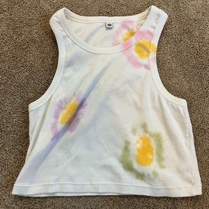 Sundae School X Flan Brush Flower Cropped Tank Dye